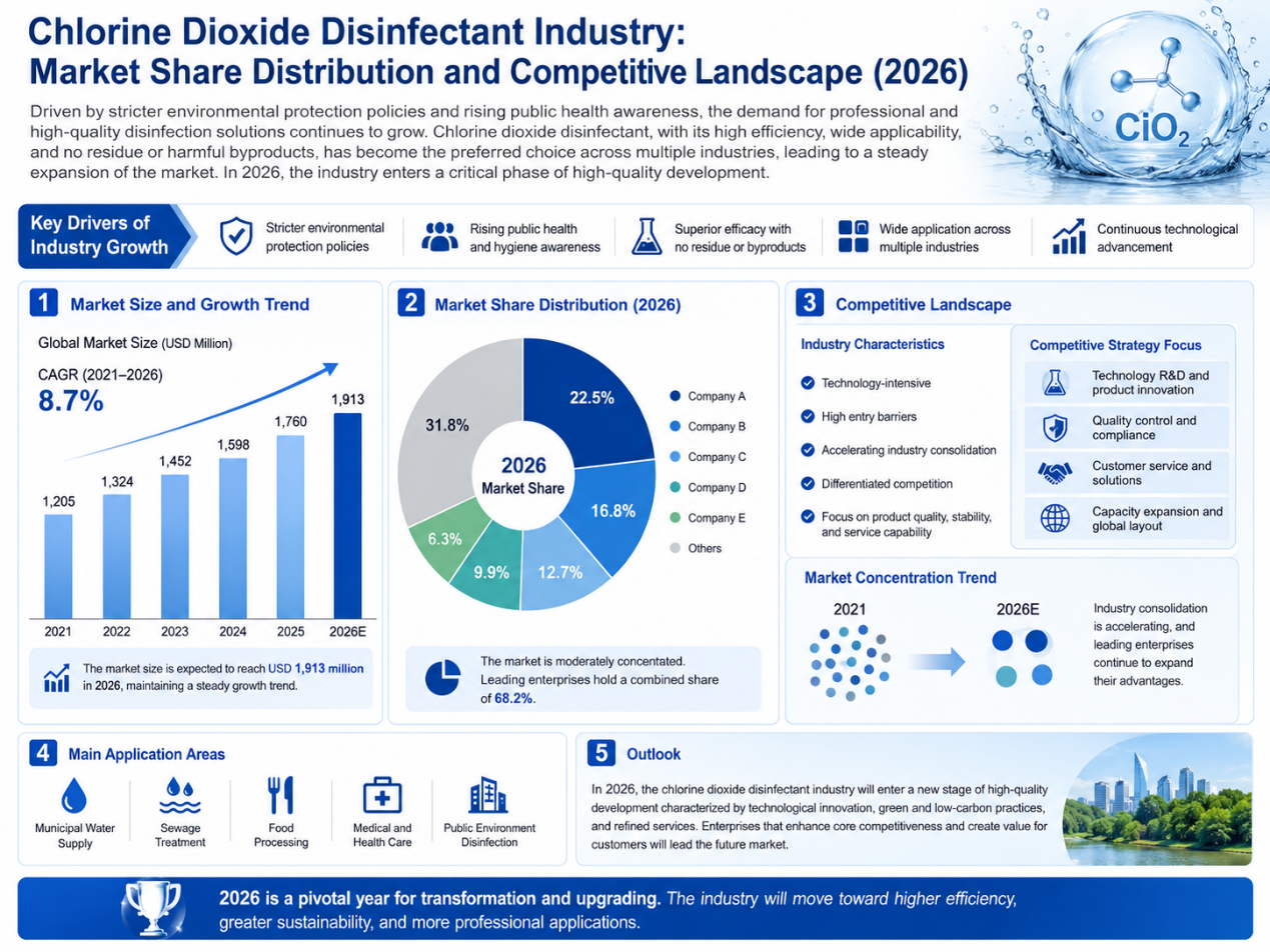 Analysis of China's Chlorine Dioxide Disinfectant Market Share and Competitive Landscape in 2026